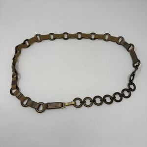 Vintage Y2K Sandy Duftler Brown/Bronze Designed Chain Belt Women's‎ Large